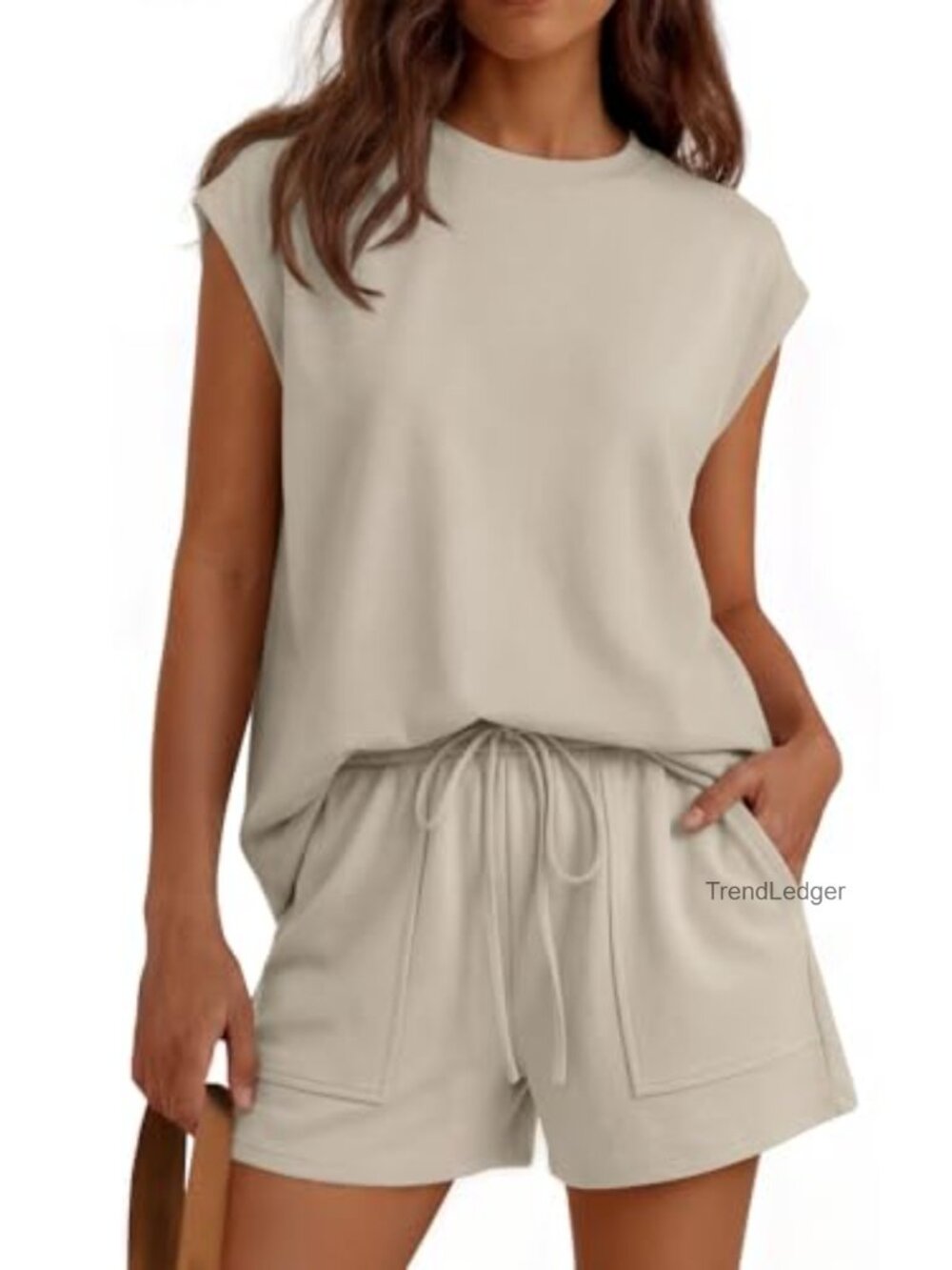 Women's Cap Sleeve Short Set 60% Polyester 35% Rayon 5% Spandex High Stretch